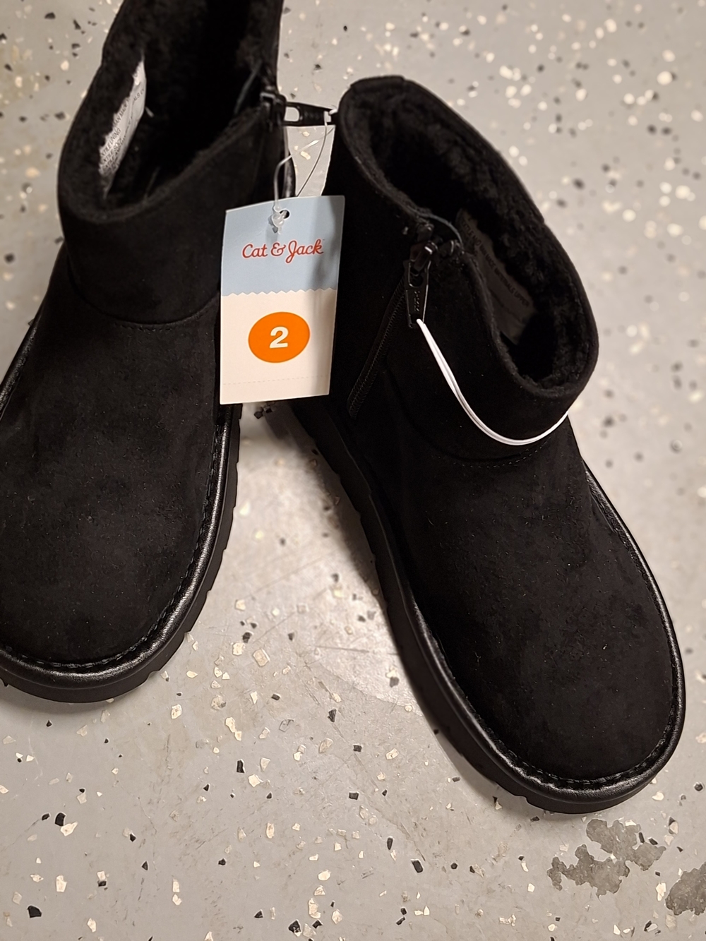 Cat & Jack Kids' Black Winter Ankle Boots Size 2